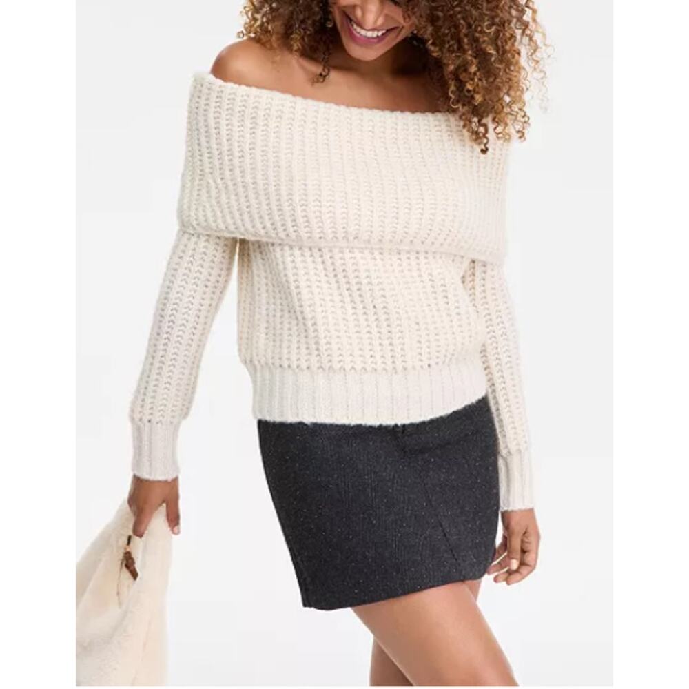 I.N.C. Women's Lofty Off-The-Shoulder Sweater VintageCream S